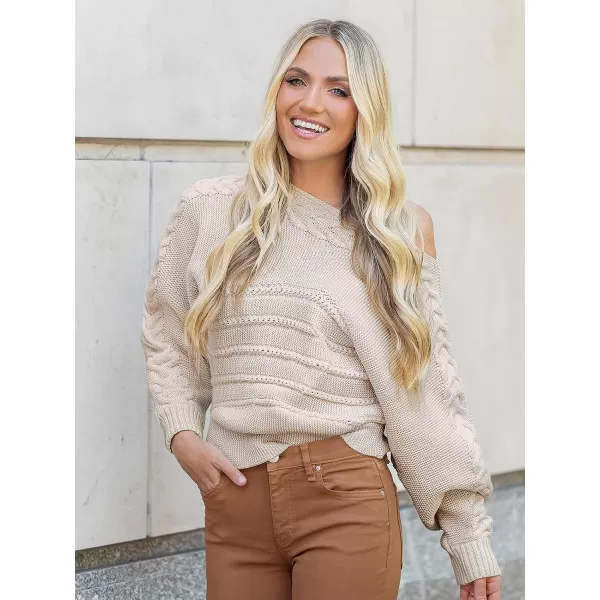 imageCUPSHE Women Sweater Dress Long Sleeve Pullover Apricot SweaterApricot