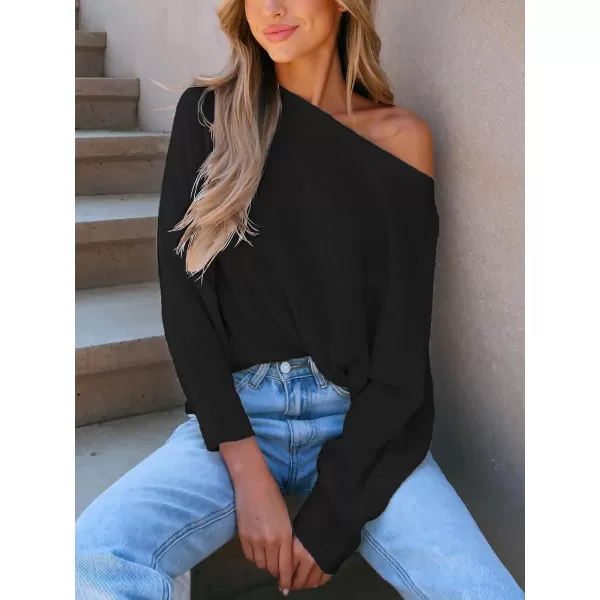 imageCUPSHE Women Sweater Dress Long Sleeve Pullover One Shoulder Sweater WhiteBlack
