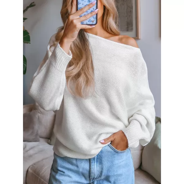 imageCUPSHE Women Sweater Dress Long Sleeve Pullover One Shoulder Sweater WhiteWhite