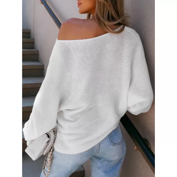 imageCUPSHE Women Sweater Dress Long Sleeve Pullover One Shoulder Sweater WhiteWhite