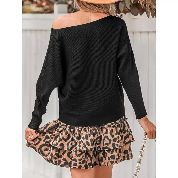 imageCUPSHE Women Sweater Long Sleeve Pullover One Shoulder Black SweaterBlack