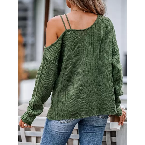 imageCUPSHE Women Sweater Long Sleeve Pullover One Shoulder SweaterGreen