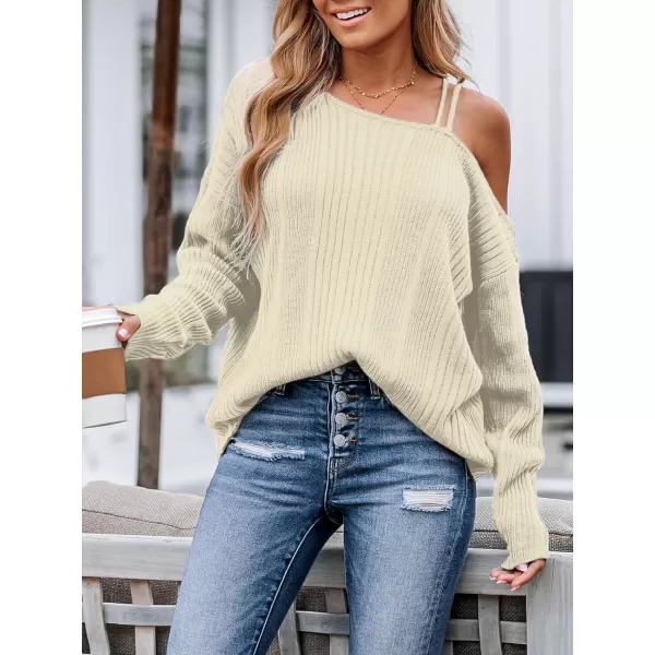 imageCUPSHE Women Sweater Long Sleeve Pullover One Shoulder SweaterOffwhite