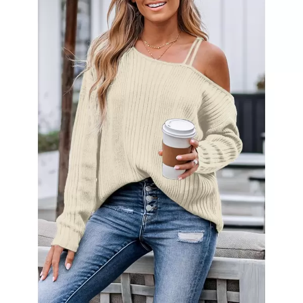 imageCUPSHE Women Sweater Long Sleeve Pullover One Shoulder SweaterOffwhite