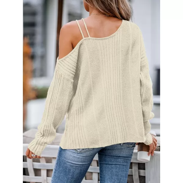 imageCUPSHE Women Sweater Long Sleeve Pullover One Shoulder SweaterOffwhite