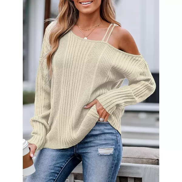 imageCUPSHE Women Sweater Long Sleeve Pullover One Shoulder SweaterOffwhite