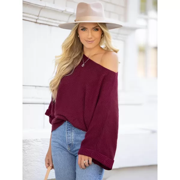 imageCUPSHE Women Sweater One Shoudler Long Sleeve Pullover Red SweaterRed
