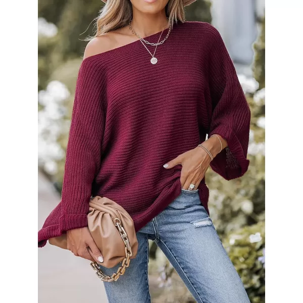 imageCUPSHE Women Sweater One Shoudler Long Sleeve Pullover Red SweaterRed