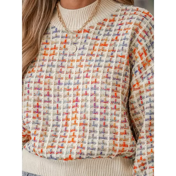 imageCUPSHE Women Sweater Round Neck Sweater Multicolored Casual Tops Long Puff SleevesMuiticolored