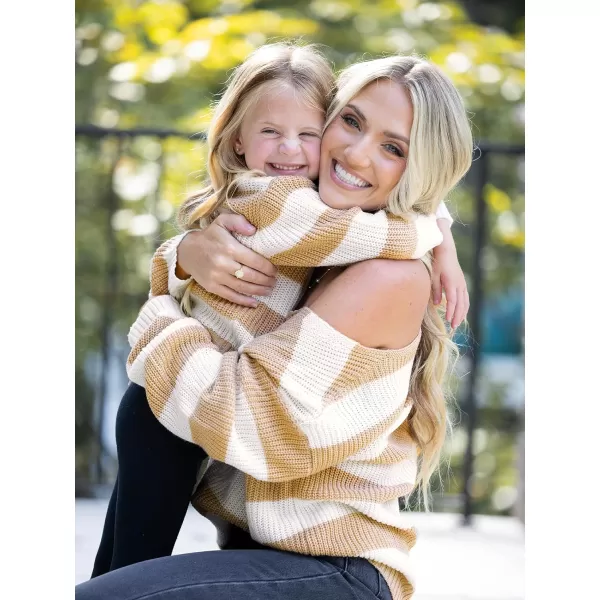 imageCUPSHE Women Sweater Striped VNeck Drop Long Sleeve Pullover SweatersWhite Stripe