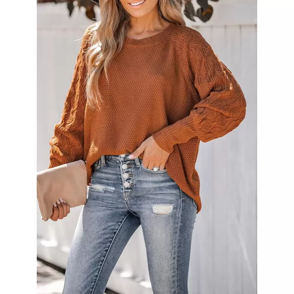 imageCUPSHE Women Sweaters Round Neck Knit Casual Long Sleeves Pumpkin Spice Jumper TopsBrick Red