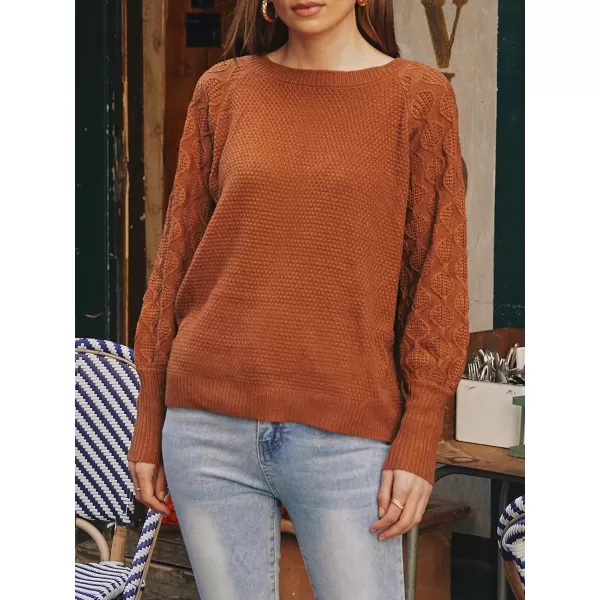 imageCUPSHE Women Sweaters Round Neck Knit Casual Long Sleeves Pumpkin Spice Jumper TopsBrick Red