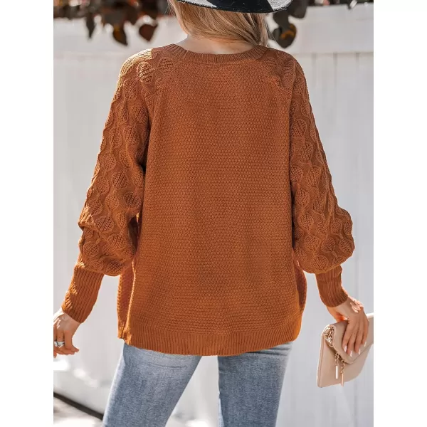 imageCUPSHE Women Sweaters Round Neck Knit Casual Long Sleeves Pumpkin Spice Jumper TopsBrick Red