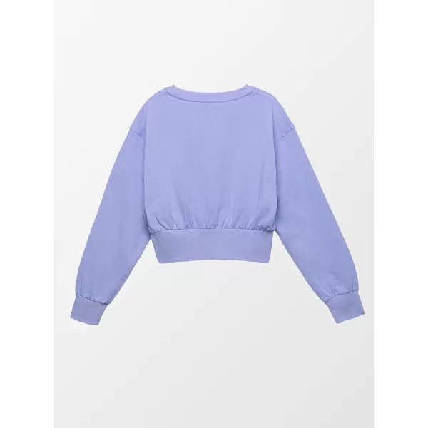imageCUPSHE Women Sweatshirt Drop Shoulder Round Neck Long Sleeve Fitted Waisted Crop Light PurpleCUPSHE Women Sweatshirt Drop Shoulder Round Neck Long Sleeve Fitted Waisted Crop Light Purple