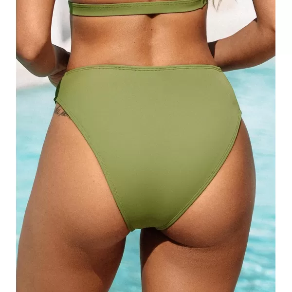 imageCUPSHE Women Swimsuit Bikini Bottom High Waisted Cheeky Bathing SuitOlive Green