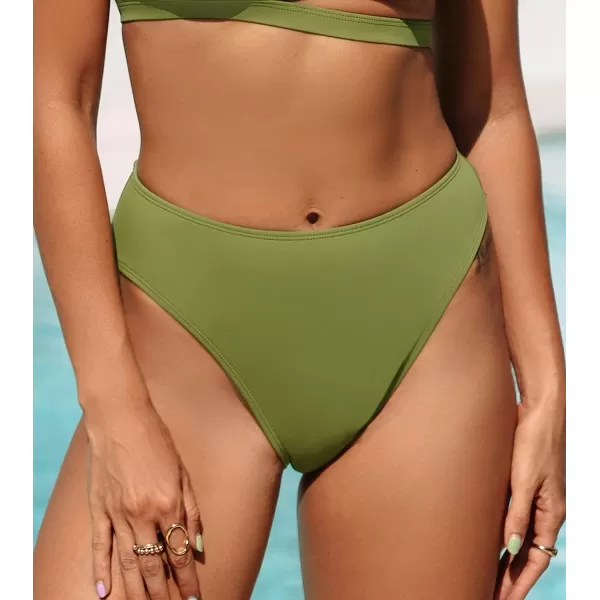 imageCUPSHE Women Swimsuit Bikini Bottom High Waisted Cheeky Bathing SuitOlive Green