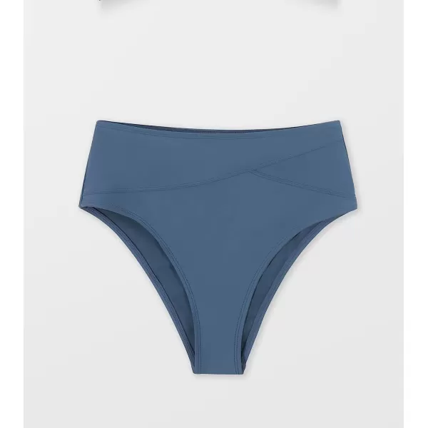 imageCUPSHE Women Swimsuit Bikini Bottom High Waisted Full Coverage Asymmetrical Bathing SuitAegean Blue