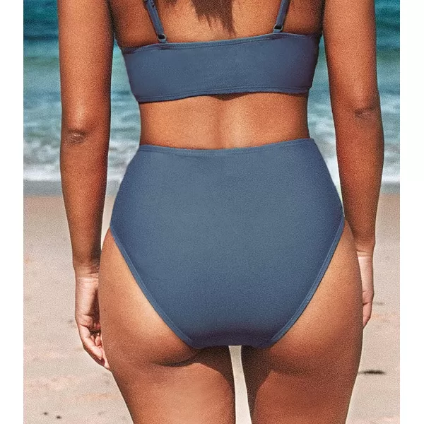 imageCUPSHE Women Swimsuit Bikini Bottom High Waisted Full Coverage Asymmetrical Bathing SuitAegean Blue