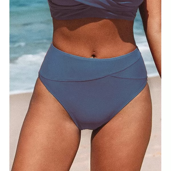 imageCUPSHE Women Swimsuit Bikini Bottom High Waisted Full Coverage Asymmetrical Bathing SuitAegean Blue