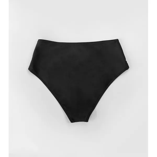imageCUPSHE Women Swimsuit Bikini Bottom High Waisted Full Coverage Asymmetrical Bathing SuitBlack