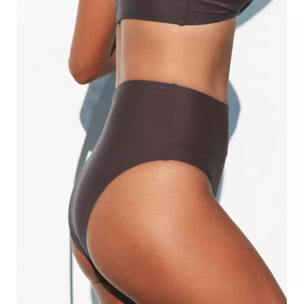 imageCUPSHE Women Swimsuit Bikini Bottom High Waisted Full Coverage Asymmetrical Bathing SuitBrown