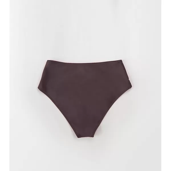 imageCUPSHE Women Swimsuit Bikini Bottom High Waisted Full Coverage Asymmetrical Bathing SuitBrown