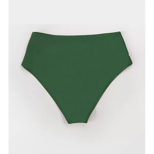 imageCUPSHE Women Swimsuit Bikini Bottom High Waisted Full Coverage Asymmetrical Bathing SuitDark Green