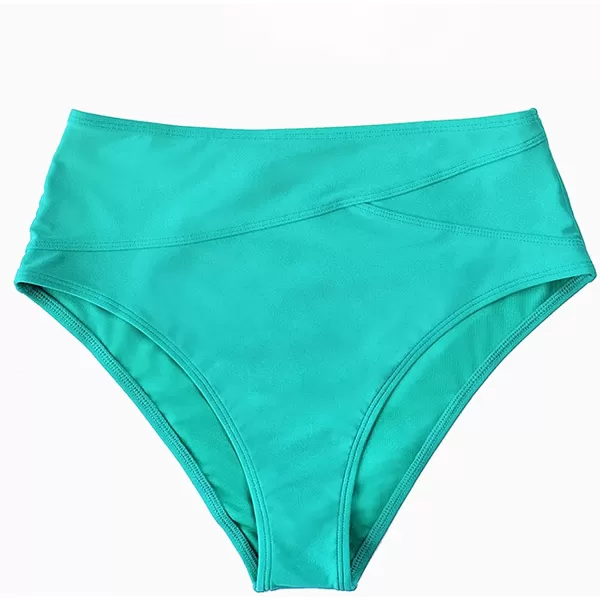 imageCUPSHE Women Swimsuit Bikini Bottom High Waisted Full Coverage Asymmetrical Bathing SuitLake Blue