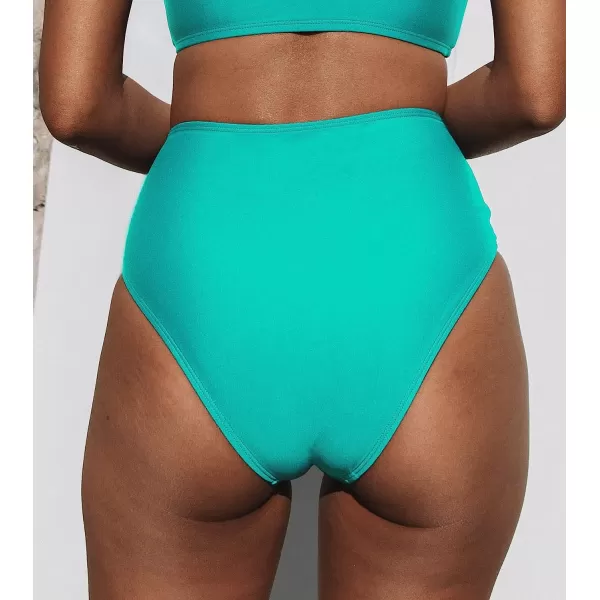 imageCUPSHE Women Swimsuit Bikini Bottom High Waisted Full Coverage Asymmetrical Bathing SuitLake Blue