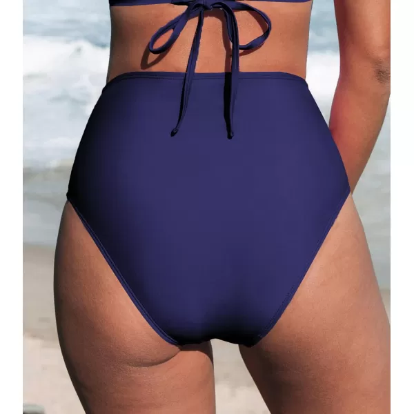 imageCUPSHE Women Swimsuit Bikini Bottom High Waisted Full Coverage Tummy Control Bathing SuitNavy Blue