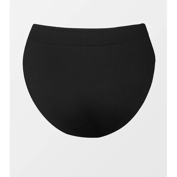 imageCUPSHE Women Swimsuit Bikini Bottom High Waisted Ribbed Textured Full Coverage Bathing SuitBlack