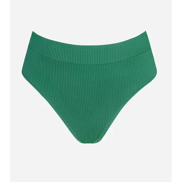 imageCUPSHE Women Swimsuit Bikini Bottom High Waisted Ribbed Textured Full Coverage Bathing SuitDark Green