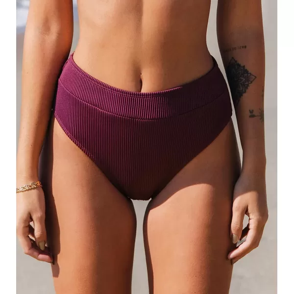 imageCUPSHE Women Swimsuit Bikini Bottom High Waisted Ribbed Textured Full Coverage Bathing SuitJam