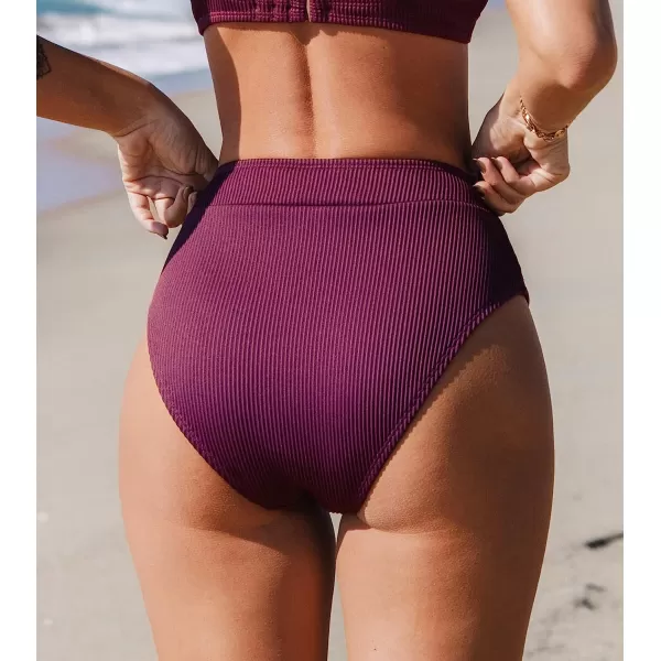 imageCUPSHE Women Swimsuit Bikini Bottom High Waisted Ribbed Textured Full Coverage Bathing SuitJam