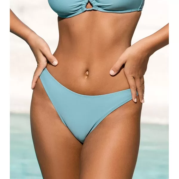 imageCUPSHE Women Swimsuit Bikini Bottom Mid Rise Flattering Bathing Suit with Cheeky CoverageLight Blue
