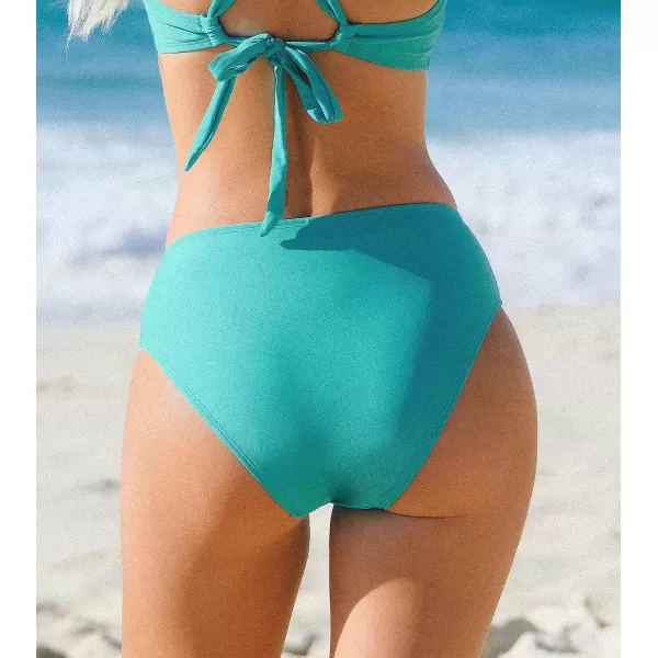 imageCUPSHE Women Swimsuit Bikini Bottom Mid Rise Flattering Bathing Suit with Modest CoverageTeal