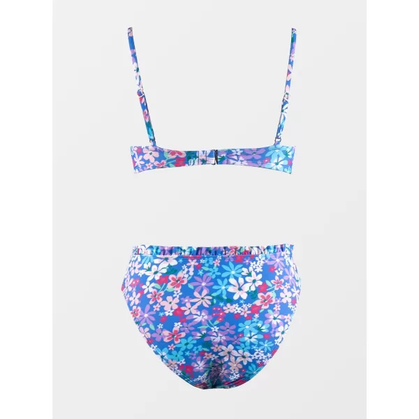imageCUPSHE Women Swimsuit Bikini Set High Waisted Push Up Cheeky Drawstring Two Piece Bathing SuitCornflower