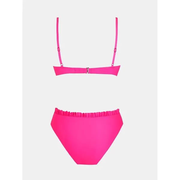 imageCUPSHE Women Swimsuit Bikini Set High Waisted Push Up Cheeky Drawstring Two Piece Bathing SuitHot Pink