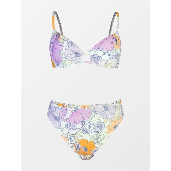 imageCUPSHE Women Swimsuit Bikini Set High Waisted Push Up Cheeky Drawstring Two Piece Bathing SuitLavender