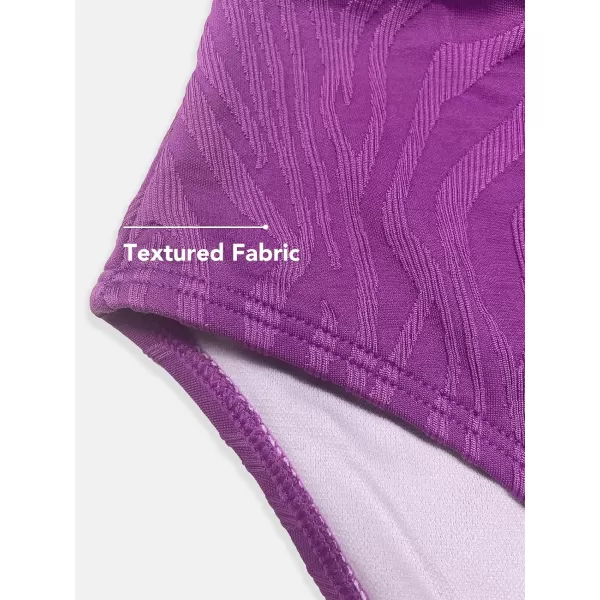 imageCUPSHE Women Swimsuit Bikini Set Two Piece Bathing Suit High Waisted Jacquard Crisscross Drawstring Lace Up BackPurple
