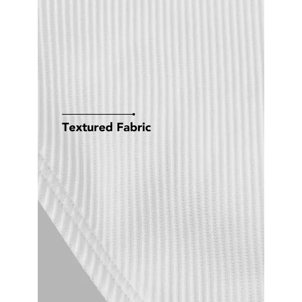 imageCUPSHE Women Swimsuit Bikini Set Two Piece Ribbed Texture Side Cutout Tank Top Mid Rise Bathing SuitWhite