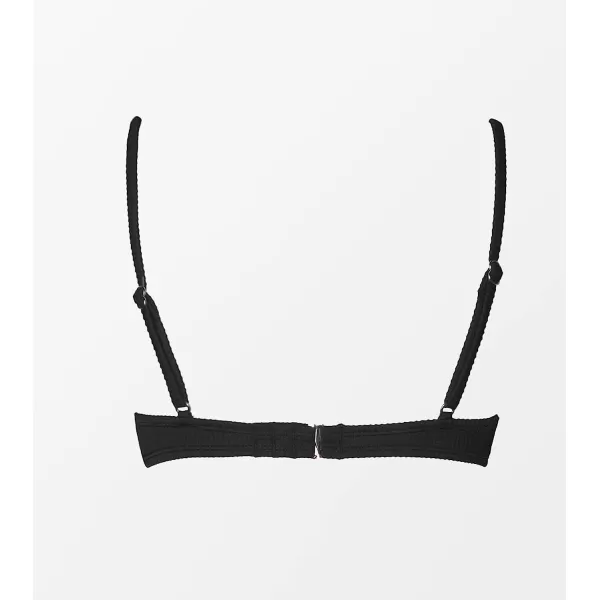 imageCUPSHE Women Swimsuit Bikini Top Ribbed Textured Scoop Neck Bathing SuitBlack