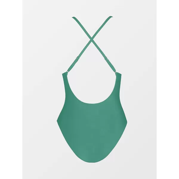 imageCUPSHE Women Swimsuit One Piece Bathing Suit Deep V Neck Crisscross Back Adjustable StrapGreen