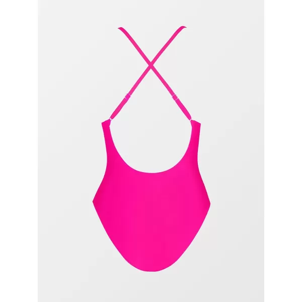 imageCUPSHE Women Swimsuit One Piece Bathing Suit Deep V Neck Crisscross Back Adjustable StrapHot Pink