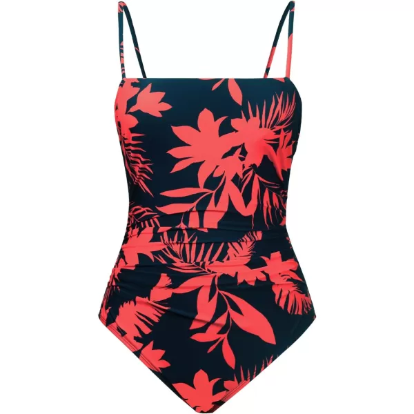 imageCUPSHE Women Swimsuit One Piece Bathing Suit Square Neck Cutout Back Tummy Control with Adjustable Spaghetti StrapsBlackRed