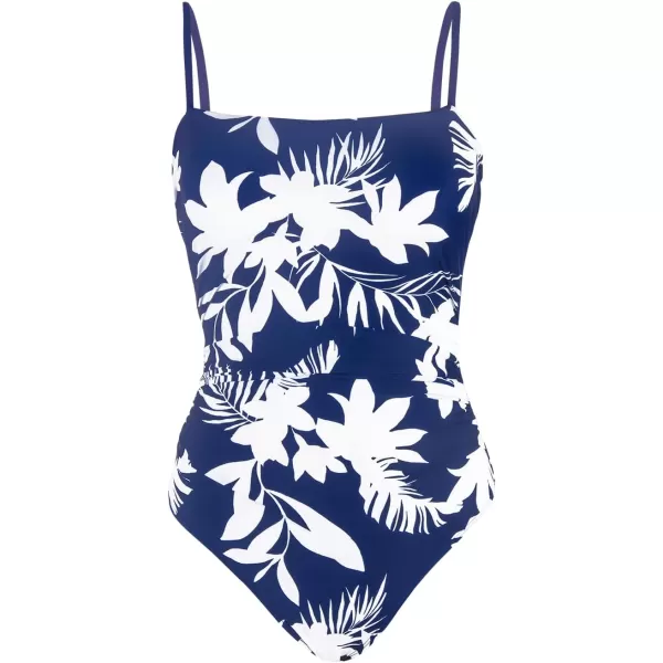 imageCUPSHE Women Swimsuit One Piece Bathing Suit Square Neck Cutout Back Tummy Control with Adjustable Spaghetti StrapsNavy Blue