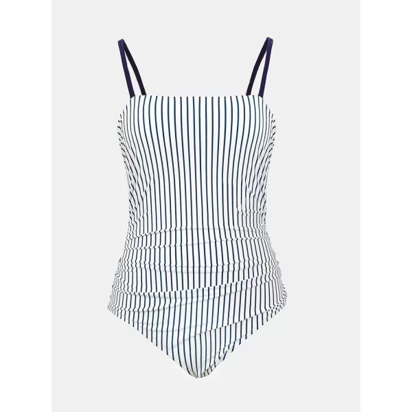 imageCUPSHE Women Swimsuit One Piece Bathing Suit Square Neck Cutout Back Tummy Control with Adjustable Spaghetti StrapsWhiteNavy Blue