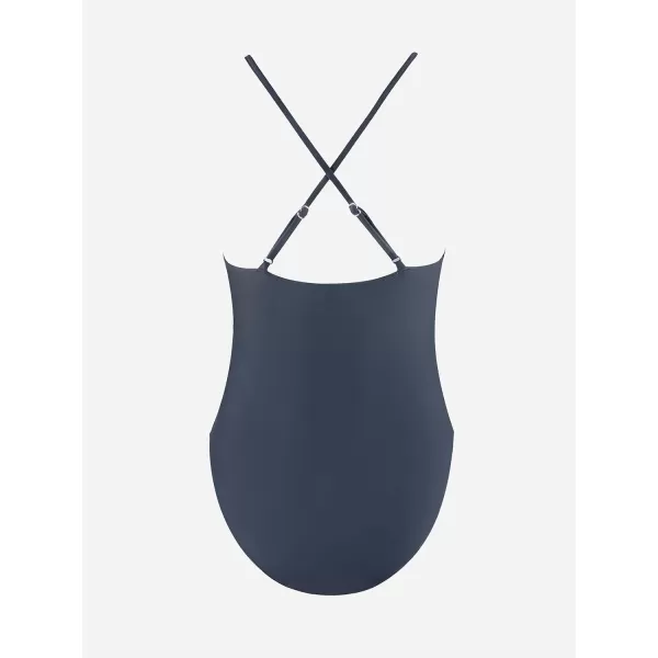 imageCUPSHE Women Swimsuit One Piece Push Up Sweetheart Neck Cross High Cut Bathing SuitDark Blue