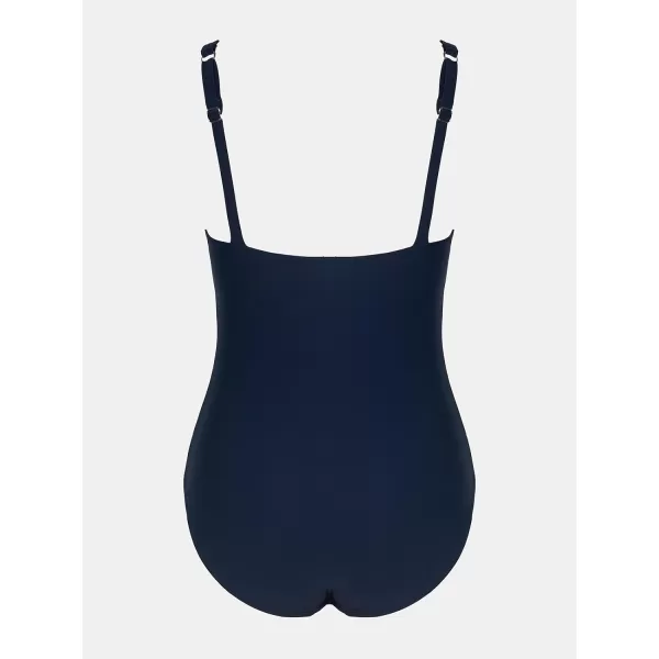 imageCUPSHE Women Swimsuit One Piece Tummy Control Wrapped Bathing Suit with Full CoverageDark Blue