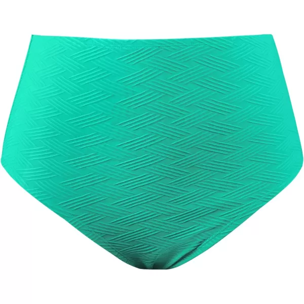 imageCUPSHE Women Swimsuit Plus Size Bikini Bottom High Waisted Full Coverage Bathing Suit Textured PatternTurquoise Green